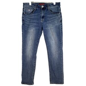 Guess Lincoln Mens Jeans 32 X 30 Blue Denim Mid-Rise Slim Fit Straight Leg M1986